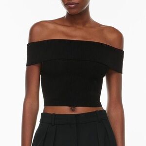 Aritzia Babaton Sculpt Knit Off Shoulder Top